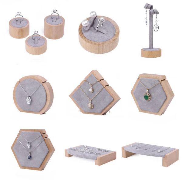 Braccialetti a pendente ad anello in legno e velluto Orecchini organizzatore Organizzatore Gioiello Porta del display Porta Plot Shelfcase Set Set Paesaggio