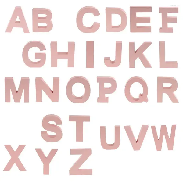 Dekorative Figuren Holzrosa 26 Alphabet Buchstaben Marquee Wandtür Hanges Schild A-Z für Kinderzimmer Kindergarten Dekorationen