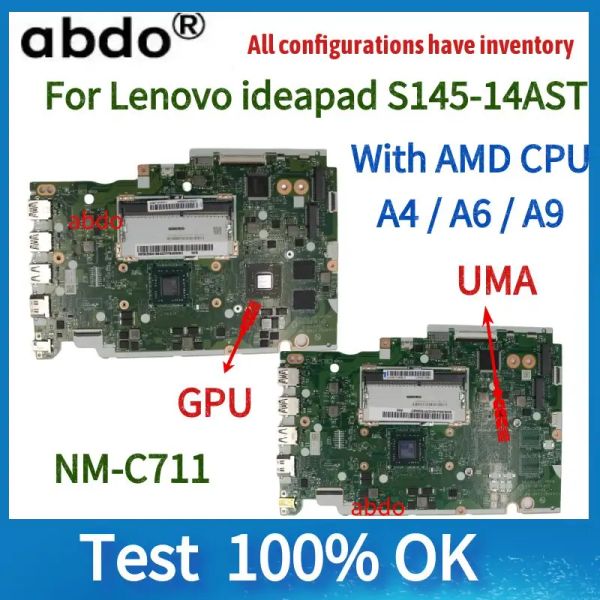 Motherboard NMC171 Motherboard.Für Lenovo IdeaPad S14514ast Laptop Motherboard, mit A4/A6/A9 AMD -CPU, 100% Test, schnelle Lieferung