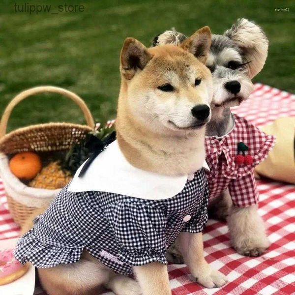 Abbigliamento per cani Abbigliamento per cani Shirt a quadri per piatti per abiti da compagnia Cani abiti da estate Akita Schauzer L46