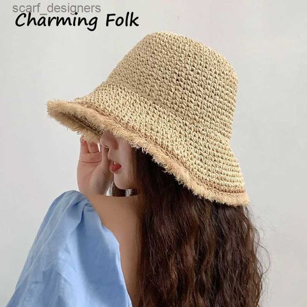 Chapéus de balde largura Chapéus de balde 2021 Chapéus de palha femininos chineses chapéu panamas protetora UV Sun visor chapé as mulheres viseiras dobráveis fêmeas de verão chapéu de sol y240409