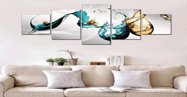 Gemälde 5 Panels Weinglas abstrakte Luxus -Leinwand Kunstmalerei Drucke moderne Wanddekorative Bild für Wohnzimmer Wohnkultur7956462