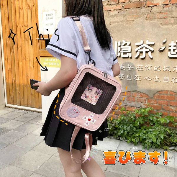 2022 kreatives Spiel transparente Rucksackmädchen Japanische Itabag -Mesh in Small Rucksack Women School Girls Rucksäcke Mochilas