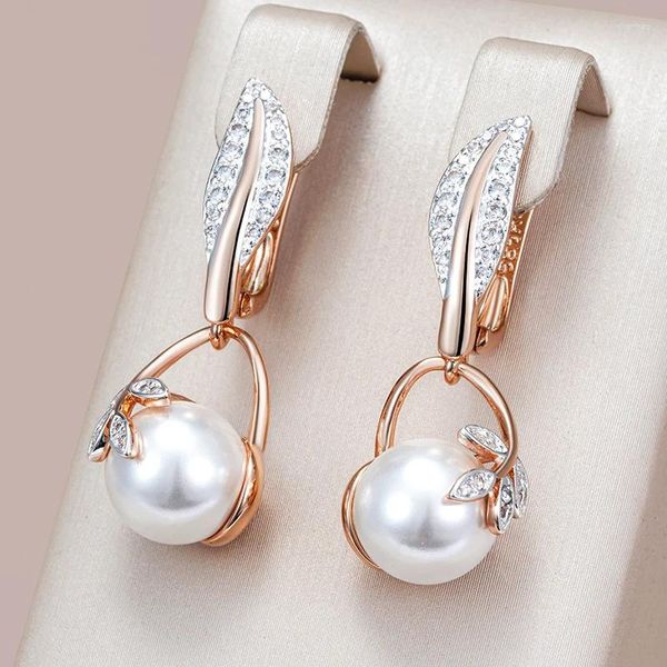 Brincos Dangle Drop Brincos da Moda Cristal Drop Pérola para Mulheres 585 Mista de Jóias de Casamento Étnico de Coloração Prata Rose Gold Boho Presente de Jóias de Casamento