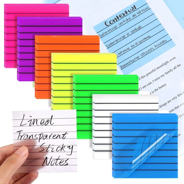 Transfy Note trasparente foderato Memo pad fluorescenti pubblicato It It impermeabile Note colorate di carta