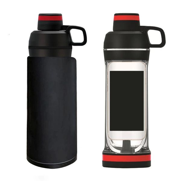 Tragbar für eine kreative 400 ml Wasserflasche mit versteckter Telefontasche geheimer Pillenorganisator Sport Fitness Cup 240409