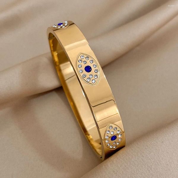 Bangle Grandea 316L Aço inoxidável Azul Stromestone charme de pulseira de pulseira de pulseira para mulheres Bracelets banhados a ouro jóias à prova d'água 2024