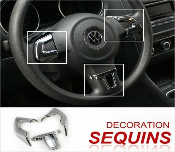 VW Golf6 Mk6 Polo Jetta MK5 MK6 BORA Adesivo per volante Bora ABS Accessori per rivestimenti cromati per VW Golf Mk6 Spedizione gratuita3719837