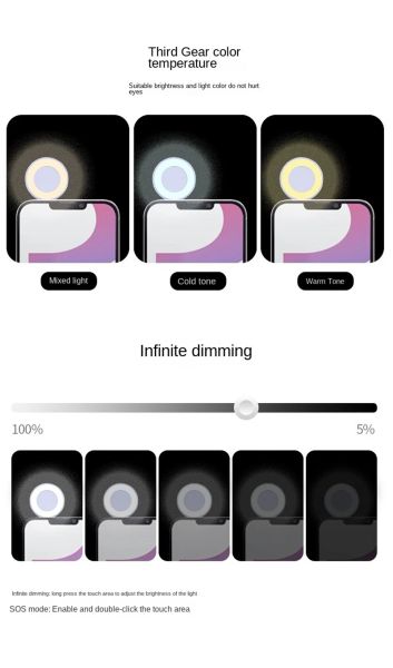 Mini Led Selfie Light iPhone Samsung iPad Cep Telefonu Dizüstü Bilgisayar Çubuğu Flash Dolgu Video Fotoğraf Ringlight Fotoğraf Lamba