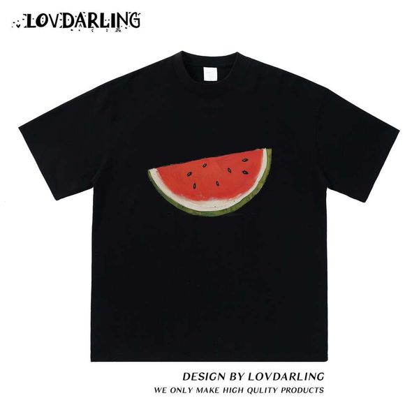 T-shirt di Desigermen Summer Watermelon Fruit Art Trendy Brand Nicchia Designer Brand T-shirt Round Neck Short Short Shorted Unisex Style