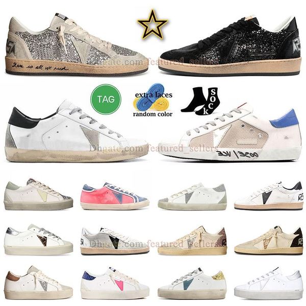 hochwertige goldene Sneaker -Kleiderschuhe Frauen Männer neue Veröffentlichung Italien Brand Super Ball Star Schwarz weiß Blau Klassiker Do Old Dirty Woman Man Casual Slates große Größe US12