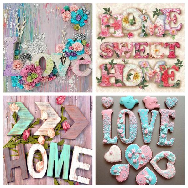 Huacan 5d Diamond Painting Sweet Home DIY Diamond Sticksteuer Kreuzstich Liebe Text Mosaic Craft Kit Home Decor Kits