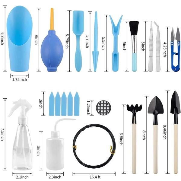 Ferramentas suculentas, mini conjunto de ferramentas de jardim, conjunto de ferramentas de transplante, kit de cuidados suculentos para jardinagem suculenta em miniatura cactu suculenta