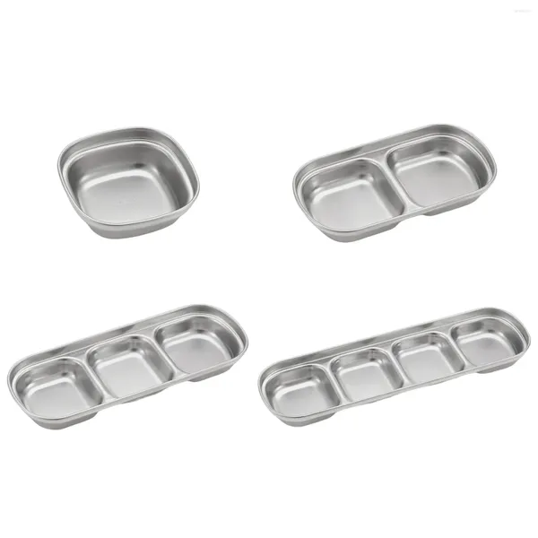 Platten 1/2/3/4-Gitter-Grill-Gewürzplatte 304 Edelstahlfach BBQ Dip einfach zu reinigen zum Camping-Picknick