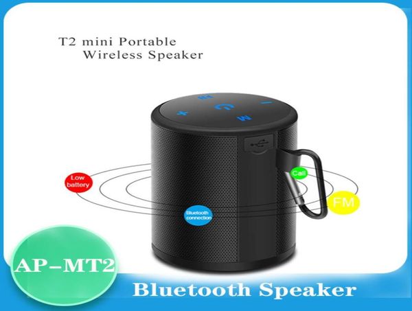 Mini T2 Bluetooth Altoparlanti Bluetooth Waterproof portatile Outdoor Wireless Altoparlanti Mini Colonna Soundbox Stereo Bass Music Player con FM TF6526346