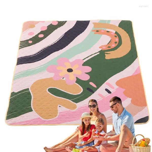 Одеяла очень большое одеяло для пикника 78.7x78.7in Многослойное семейное коврик с ручным ремнем для кемпинга Парк Пляж трава