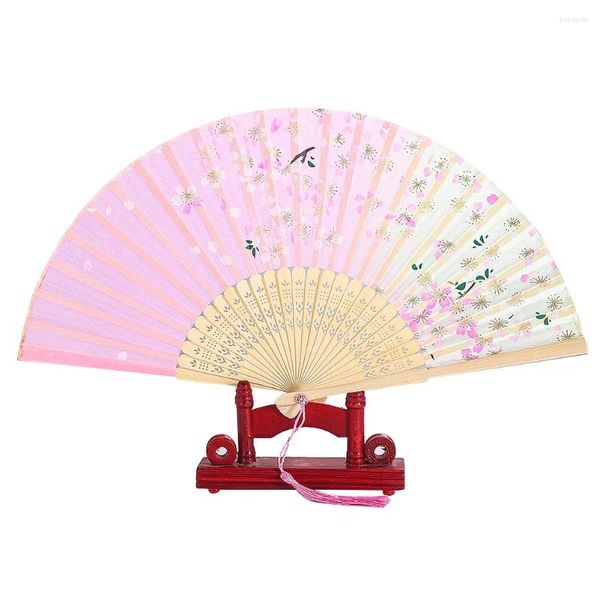 Figurine decorative da 1 pc in bambù cinese stampato ventola pieghevole casa ventilatori decorativi per ufficio forniture costume da arredamento Hanfu