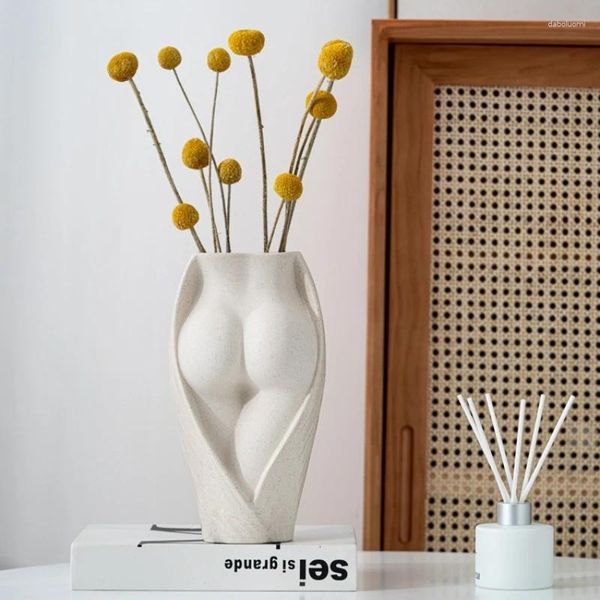 Vasos Modern Flower Vaso Decoração de Casa Cerâmica Nórdica Decorativa para Flores Potes Seco Presente de Potas de Planta Planta