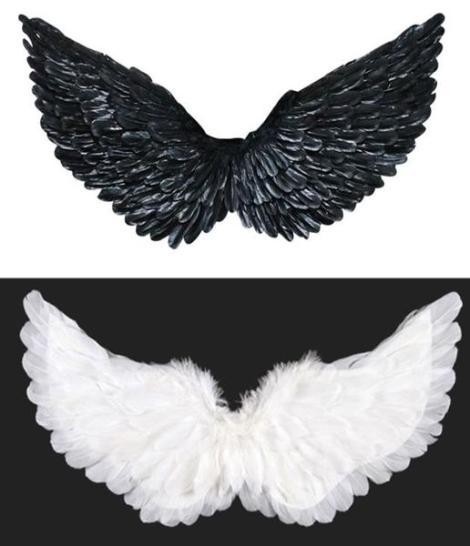 Artı Boyut Çocuklar Yetişkin Unisex Tüyler Angel Wings Cadılar Bayramı Partisi Cosplay Düğün Kostüm Props Mardi Gras Beyaz Siyah Damla Gemi WH2812147