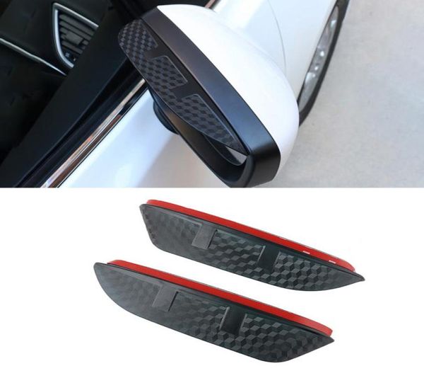 Para Mazda CX7 CX8 CX9 2PCS Lateral do carro Vista traseira Mirror Visor de fibra de carbono Textura sobrancelha Sun Shade Snow Guard Cover17425799712191