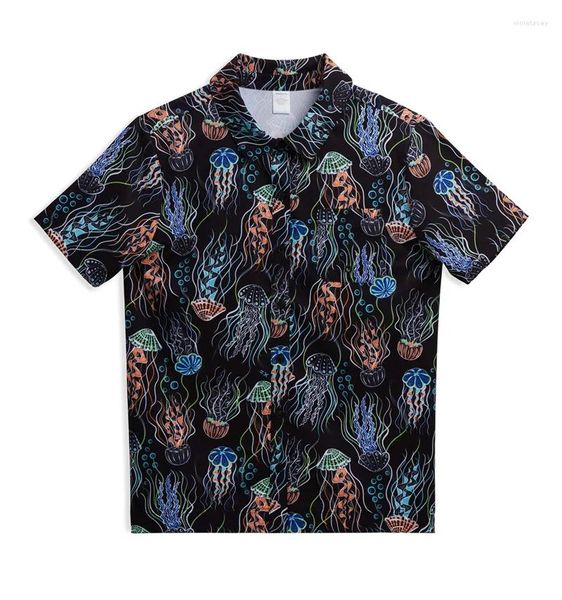 Camicie casual maschile T-shirt Summer T-shirts Hawaiian Jellyfish 3D Stampa accogliente con spiaggia a maniche corte oversize