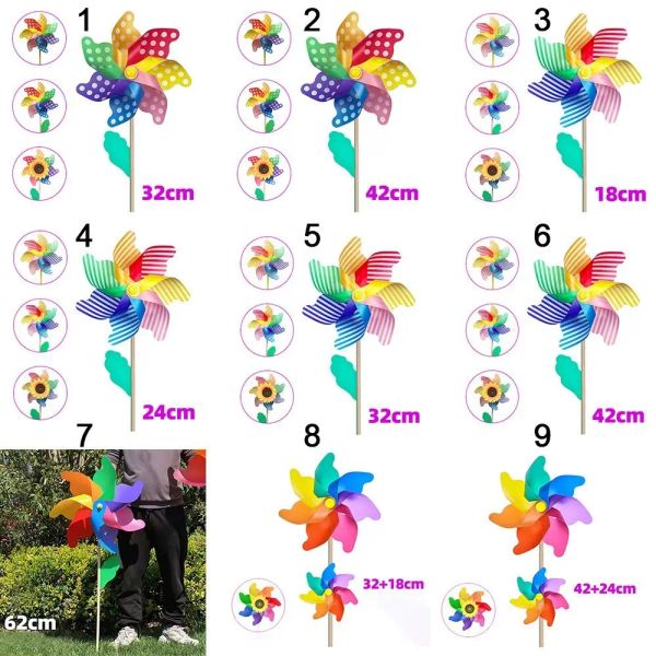 Rainbow Pinwheels Windmühlen hochwertige Plastikwindspinner für Hausgarten DIY Kids Outdoor Aktivitäten Layout Pinwheels Spielzeug Spielzeug