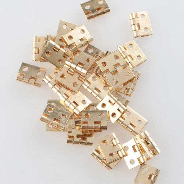 20pcs Metall Mini Klappscharnier kleiner dekorativer Schmuck Holzkasten Schrankscharniere mit Nagelpuppenhaus Home Hardware