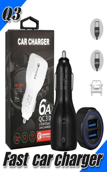 Adaptador de carregador rápido QC30 Carregador de carro duplo Fast Charging 5V 31A Adaptador de carro rápido para iPhone Huawei Samsung LG Moto Universal P5891131