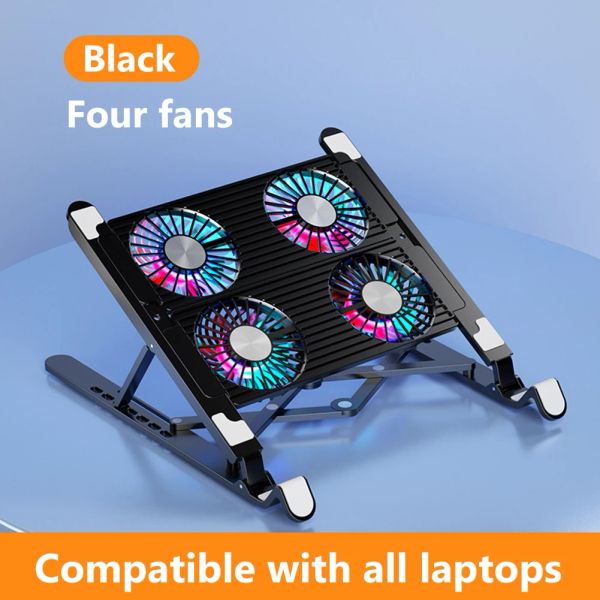 Ständer tragbarer Gaming -PC -Laptop -Kühler mit 2/4 stiller Lüfterfaltungskühlkolben -Stütz für 1117,3 Zoll Notebook -Zubehör