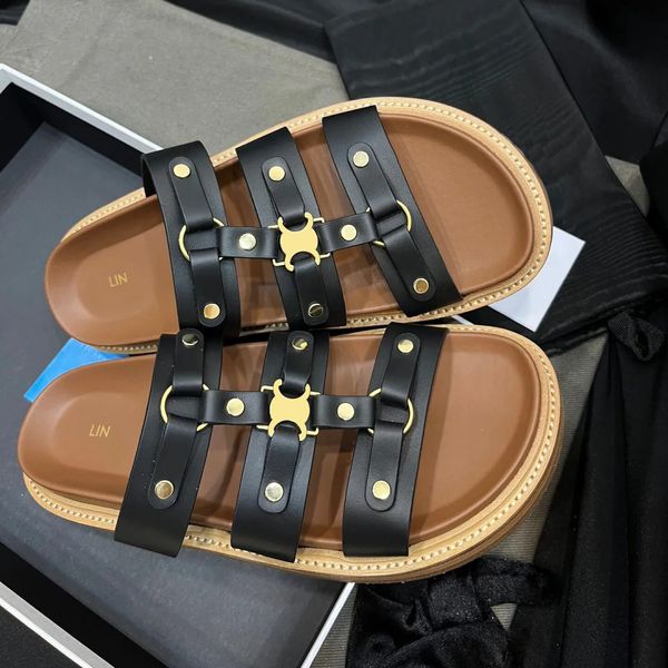 Lüks Ayakkabı Kadın Üçlü Triomphs Gladyatör terlik Tippi Yürüyüş Sandal Deri Tasarımcı Slayt Erkekler Sandale Açık Mule Ayakkabı Flip Flip Flip Flips Beach Loafer Sliders Dhgate