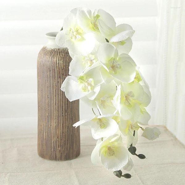 Dekorative Blumen 8 Köpfe Seiden Orchidee Künstlicher Blumenzweige Hochzeit Home DIY Vase Dekor gefälschte Phalaenopsis Topfflores Artificiales