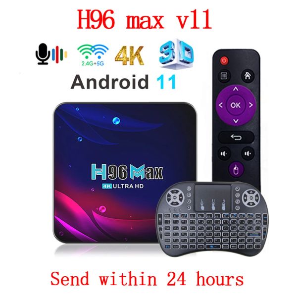 Box H96 MAX Android 11 Smart TV Box 4G 32GB 64GB HD 4K Google Voice Set Top 2.4G/5.8G WiFi Bluetooth Receiver Media Player Global