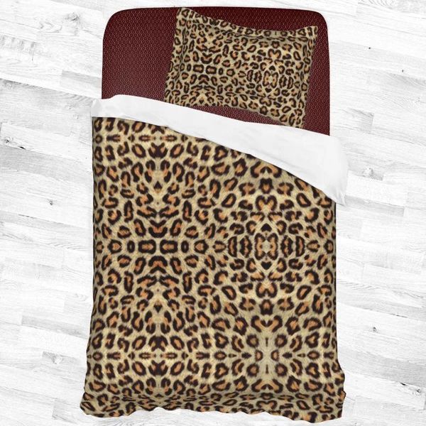 Conjuntos de cama mantêm-se quente no inverno de 2 peças desenhos animados estilo leopardo 3d impressão caseira tampa tampa de colchas