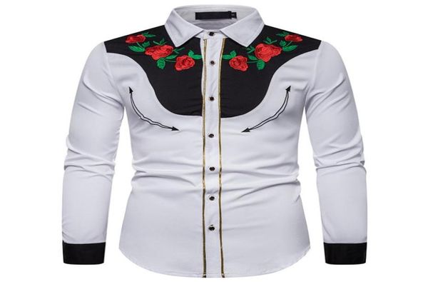 Camicia casual da cowboy occidentale intera maglietta maschi