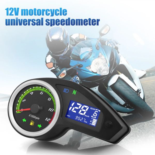 Универсальный мотоцикл Speedometer Speedometer Tachd LCD Одометр цифровой прибор для всех мотоциклов 12 В спидометр