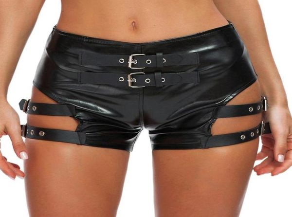 Women039s Höschen Womens Mode Shorts Pole Dancing Kostüme Patent Leder Riemchen Booty Femme exotische Hosen Körper Latex Clubwe2388633