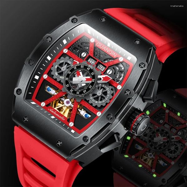 Avanços de pulso guanqin 2024 Business Mens Wristwatch Watch Automatic Mechanical for Man Chronograph Complete Calendário Reloj Para Hombre