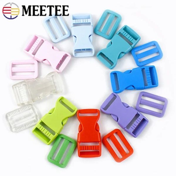 5/10sets Meetee 25/32/38mm Plastikseite Release Schnalle Tri Glide Slide Schnallen Beutelgurt Gurtband Einstellen Sie Haken DIY -Zubehör ein