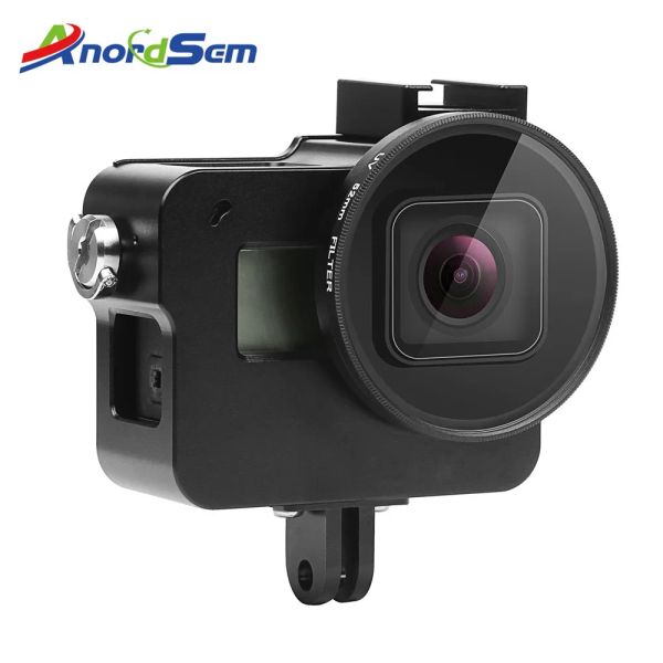 Kameralar CNC Alüminyum Alaşım Koruyucu Kılıf Kafesi GoPro Kahraman için Kafes 7 Siyah UV Lens Kafesli GO Pro Hero2018 5 6 3+ 4 Aksesuarlar
