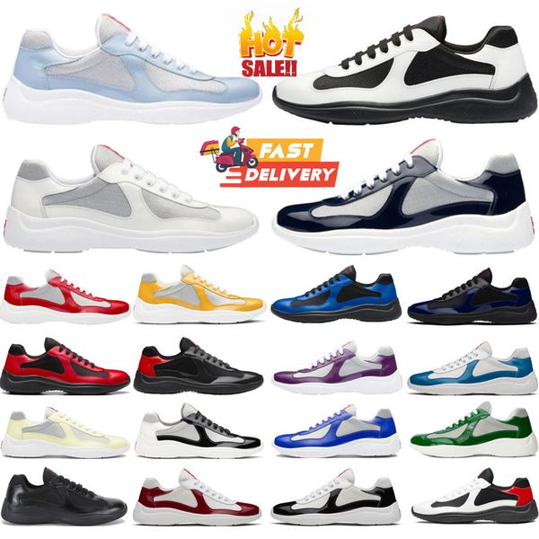 Designer di lusso Americas Cup Men Casual Runner Women Sports Basse scarpe da ginnastica Uomo Black Bianco in gomma Bianca in tessuto in pelle Sconto allenatori scontati all'ingrosso