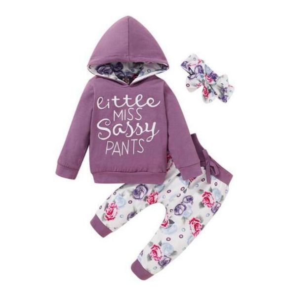 8 Style Baby Girls Cartoon Set Säuglingsmädchen Solid Long Sleeve Hoodie Kids Casual Clother Kleinkind Baby Outfits Blumenhose mit HE9580162