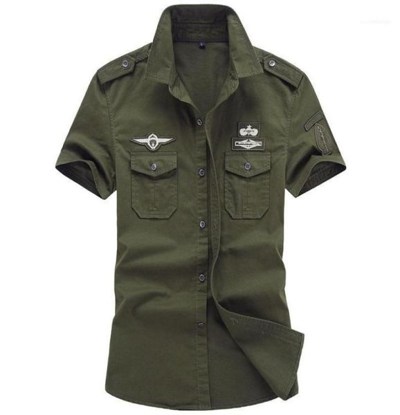 Camicie casual Men039s Stile Army Mens Tattico Collaggio a maniche corte American Uniform American Green Male17234773