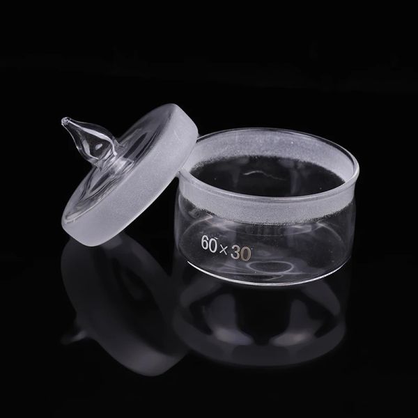 1pc 60*30mm de diâmetro de vidro de vidro copo de xícara de amostra transparente pode redonda de pesa de pesagem na boca fosca para reparo de relógio