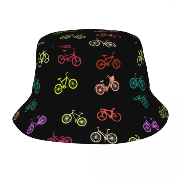 Berets Fahrradmuster Eimer Hut für Männer Frauen Strand farbenfrohe Cartoon Sonnenhüte einzigartige Design Camping -Angelkappe Kopfbedeckung