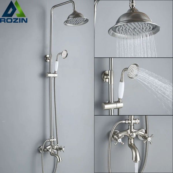 Luxus -Niederschlags -Duschmixer -Wasserhahn in der Wand Dual Griff Bad Dusch Set Messing Sput