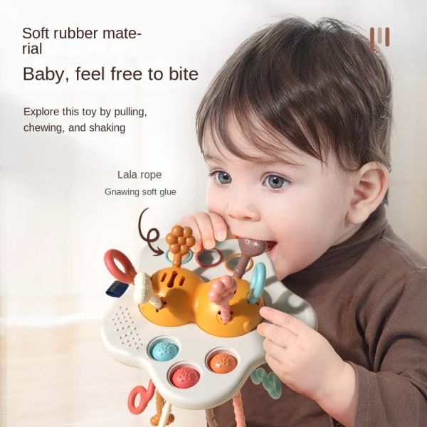 3 в 1 Montessori Pull String Development Baby Toys 6 12 месяцев силиконовые игрушки прорезывания зубов для детей Сенсорная игрушка 1 2 3 года ребенка