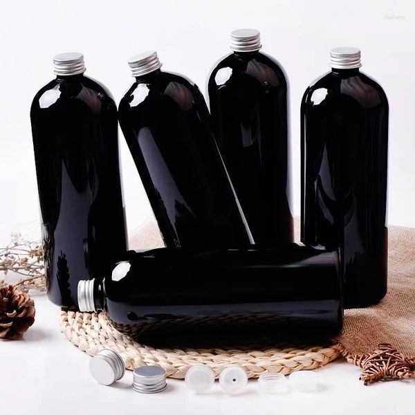 Garrafas de armazenamento 8pcs 1000ml Plástico vazio garrafa branca preta transparente com tampa de alumínio Gel Gel Shampoo Sabon Packaging cosmético
