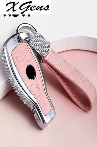 Diamond Zink Alloy Leder Car Key Bag Hülle Hülle Hülle für Mercedes Benz W203 W210 W211 W124 W202 W204 AMG Accessoires7924805