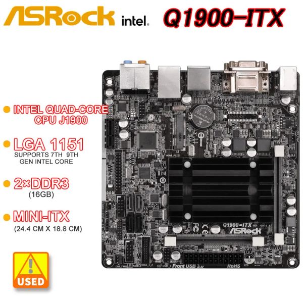 Материнские платы Asrock Q1900ITX Материнская плата Intel Quadcore процессор J1900 DDR3 1333 Память 16 ГБ USB 2xsata miniitx для Intel Gen 7 Graphic