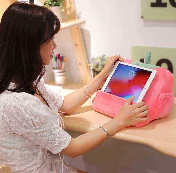 Творческая красивая клубничная единорог красочный держатель ноутбука таблетка кровать мягкая наполненная подушка для подставки для iPad J2207974058
